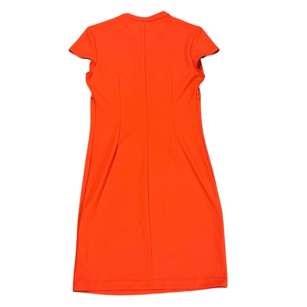 Guess Coral Orange 1/4 Zip Front Short Sleeve Midi Dress - Size Small - Picture 7 of 15